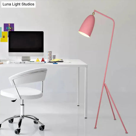 Macaron Loft Metal Floor Light With Domed Shade - One Bulb Candy Color Perfect For Meeting Rooms