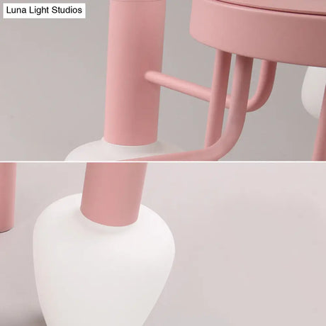 Macaron Loft Milk Glass Chandelier - Undertint Bud Shaped Pendant Ceiling Light