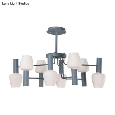 Macaron Loft Milk Glass Chandelier - Undertint Bud Shaped Pendant Ceiling Light