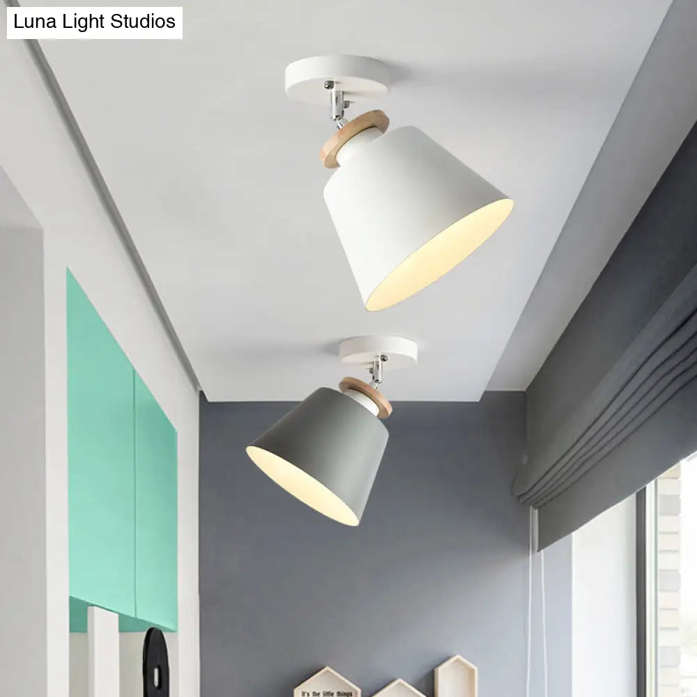 Macaron Metal Corridor Ceiling Flush Light - Adjustable Semi Mount Lighting