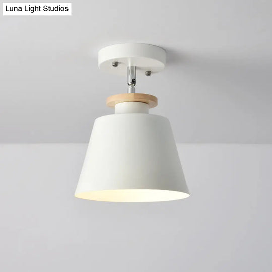 Macaron Metal Corridor Ceiling Flush Light - Adjustable Semi Mount Lighting White