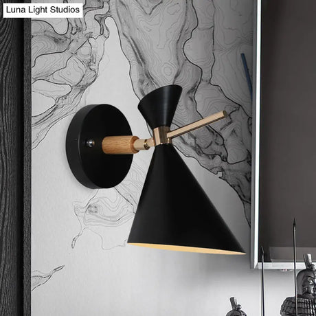 Macaron Metal Wall Sconce - Angle Shade 1 Light Black/White/Pink/Yellow/Green Bedroom