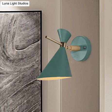 Macaron Metal Wall Sconce - Angle Shade 1 Light Black/White/Pink/Yellow/Green Bedroom