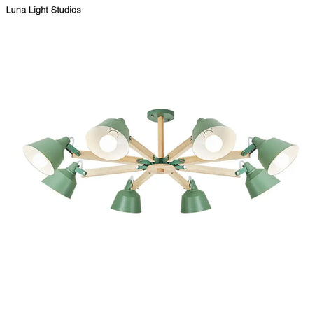 Macaron Multi-Head Metal Bucket Chandelier: Playful Hanging Light For Kindergarten