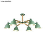 Macaron Multi-Head Metal Bucket Chandelier: Playful Hanging Light For Kindergarten
