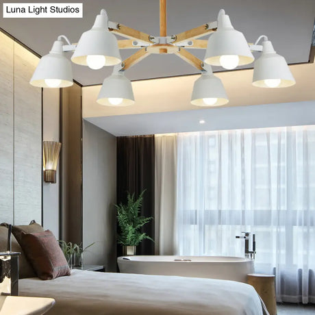 Macaron Multi-Head Metal Bucket Chandelier: Playful Hanging Light For Kindergarten