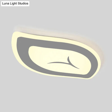 Macaron Nursing Room Led Ceiling Light Fixture - Flush Mount Acrylic Leaf Design