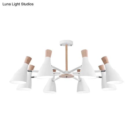 Macaron Pendant Light: Bottle Shape Chandelier For Living Room - 8 Bulbs Metal Finish