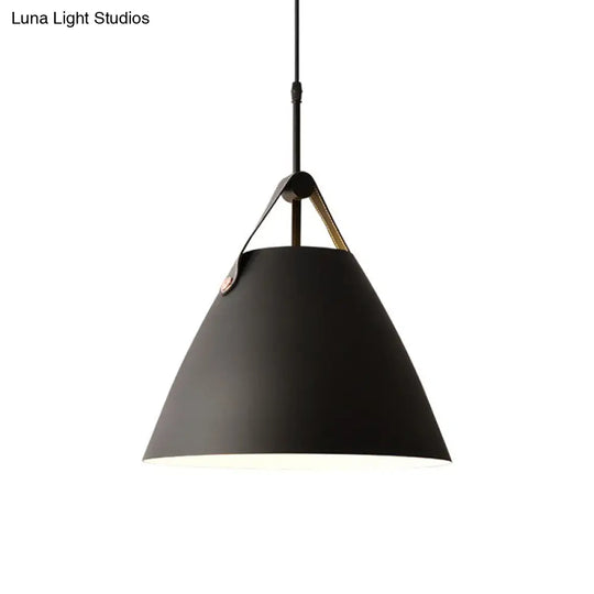 Macaron Pendant Light Kit - Aluminum 1-Head Truncated Cone Snack Bar Hanging Fixture In