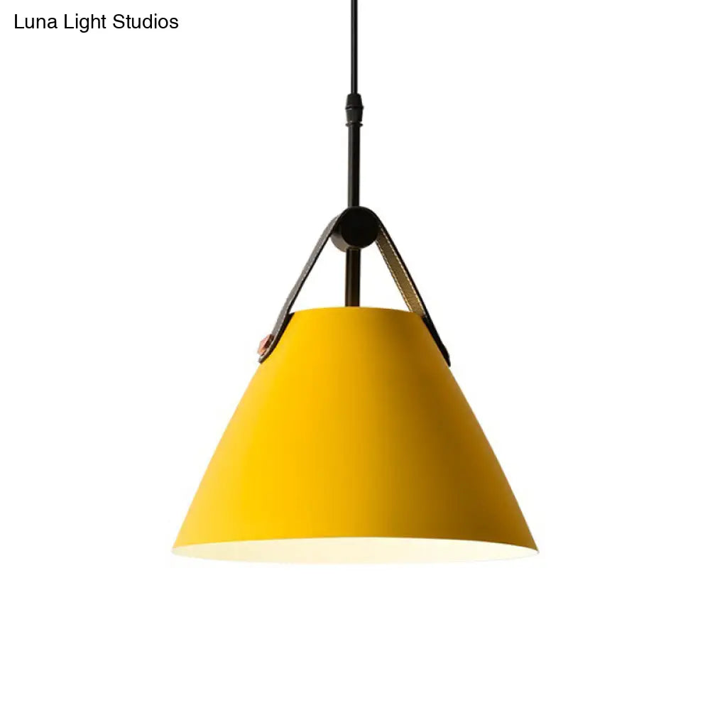 Macaron Pendant Light Kit - Aluminum 1-Head Truncated Cone Snack Bar Hanging Fixture In