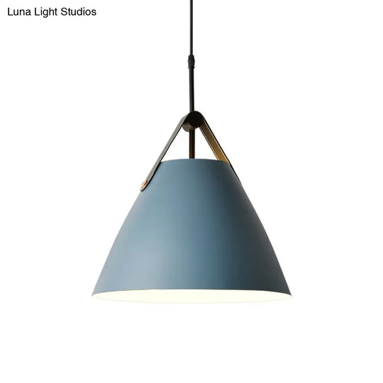 Macaron Pendant Light Kit - Aluminum 1-Head Truncated Cone Snack Bar Hanging Fixture In