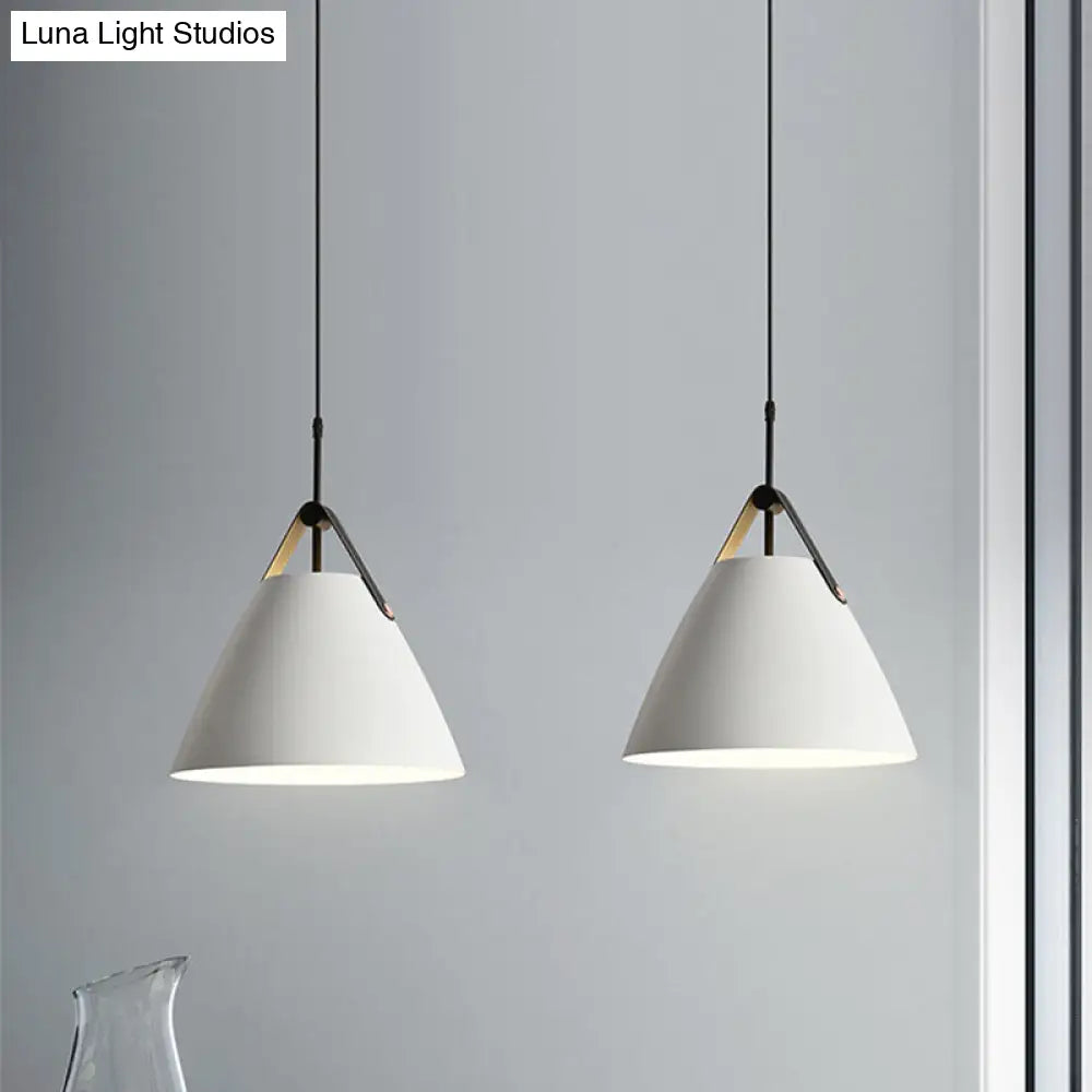 Macaron Pendant Light Kit - Aluminum 1-Head Truncated Cone Snack Bar Hanging Fixture In