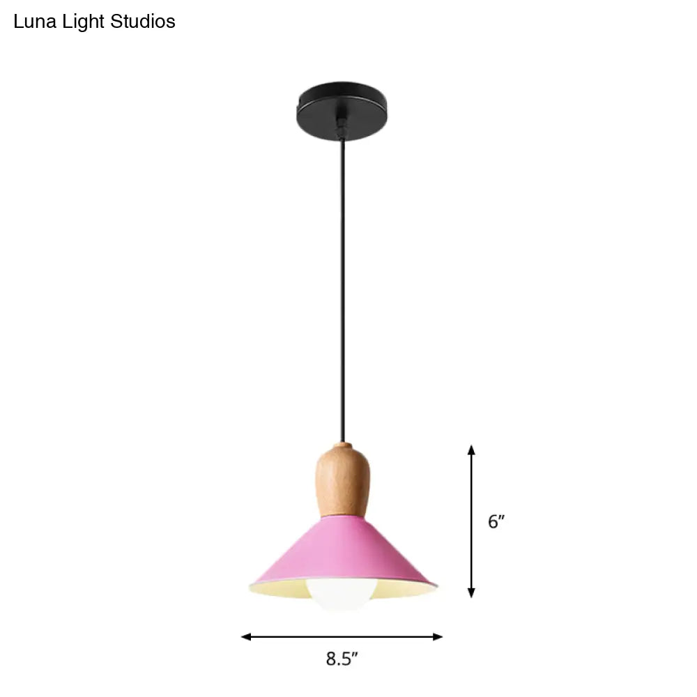 Macaron Pink Drop Pendant Light With Metal Shade - Ideal For Kitchen Dinette