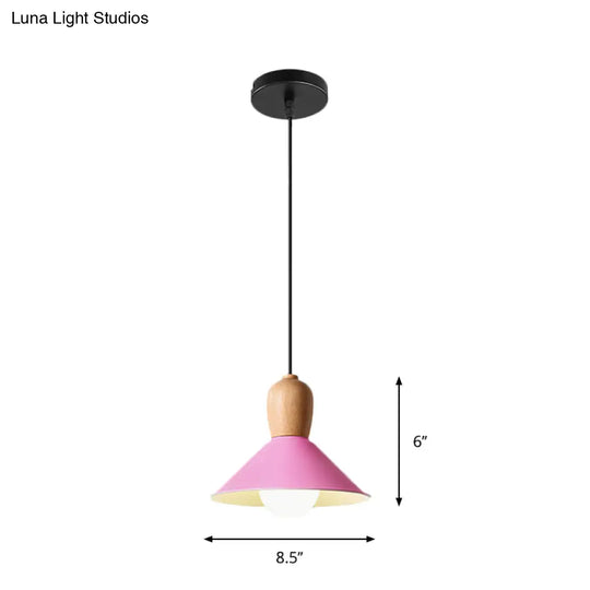 Macaron Pink Drop Pendant Light With Metal Shade - Ideal For Kitchen Dinette