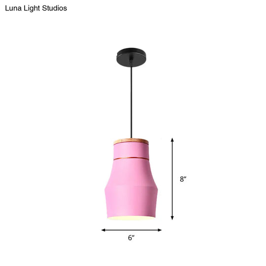 Macaron Pink Drop Pendant Light With Metal Shade - Ideal For Kitchen Dinette