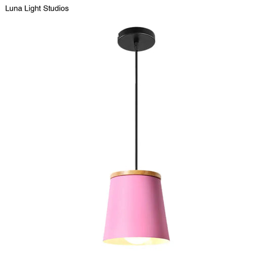 Macaron Pink Drop Pendant Light With Metal Shade - Ideal For Kitchen Dinette