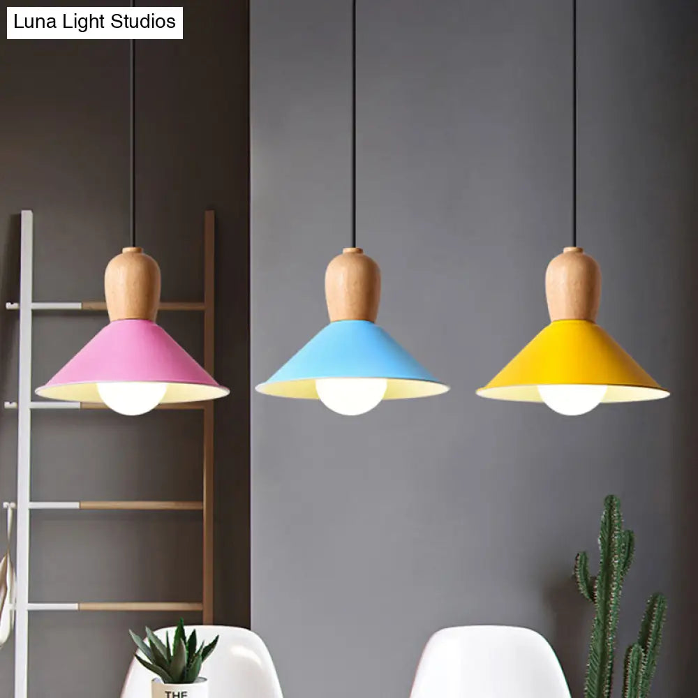 Macaron Pink Drop Pendant Light With Metal Shade - Ideal For Kitchen Dinette
