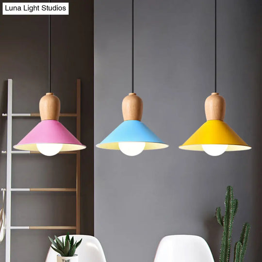Macaron Pink Drop Pendant Light With Metal Shade - Ideal For Kitchen Dinette