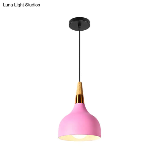 Macaron Pink Drop Pendant Light With Metal Shade - Ideal For Kitchen Dinette