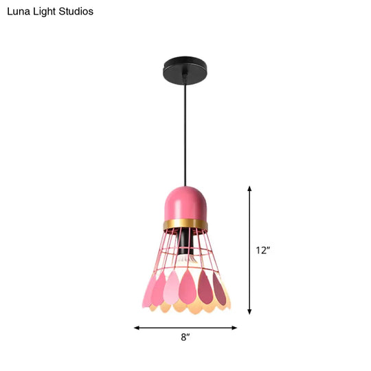 Macaron Pink Drop Pendant Light With Metal Shade - Ideal For Kitchen Dinette