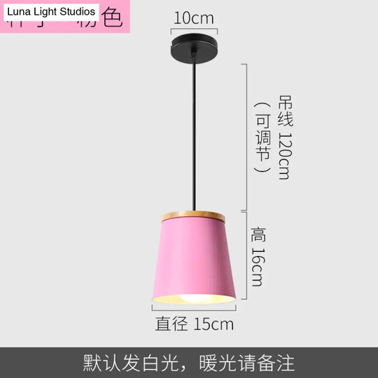 Macaron Pink Drop Pendant Light With Metal Shade - Ideal For Kitchen Dinette