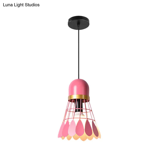 Macaron Pink Drop Pendant Light With Metal Shade - Ideal For Kitchen Dinette