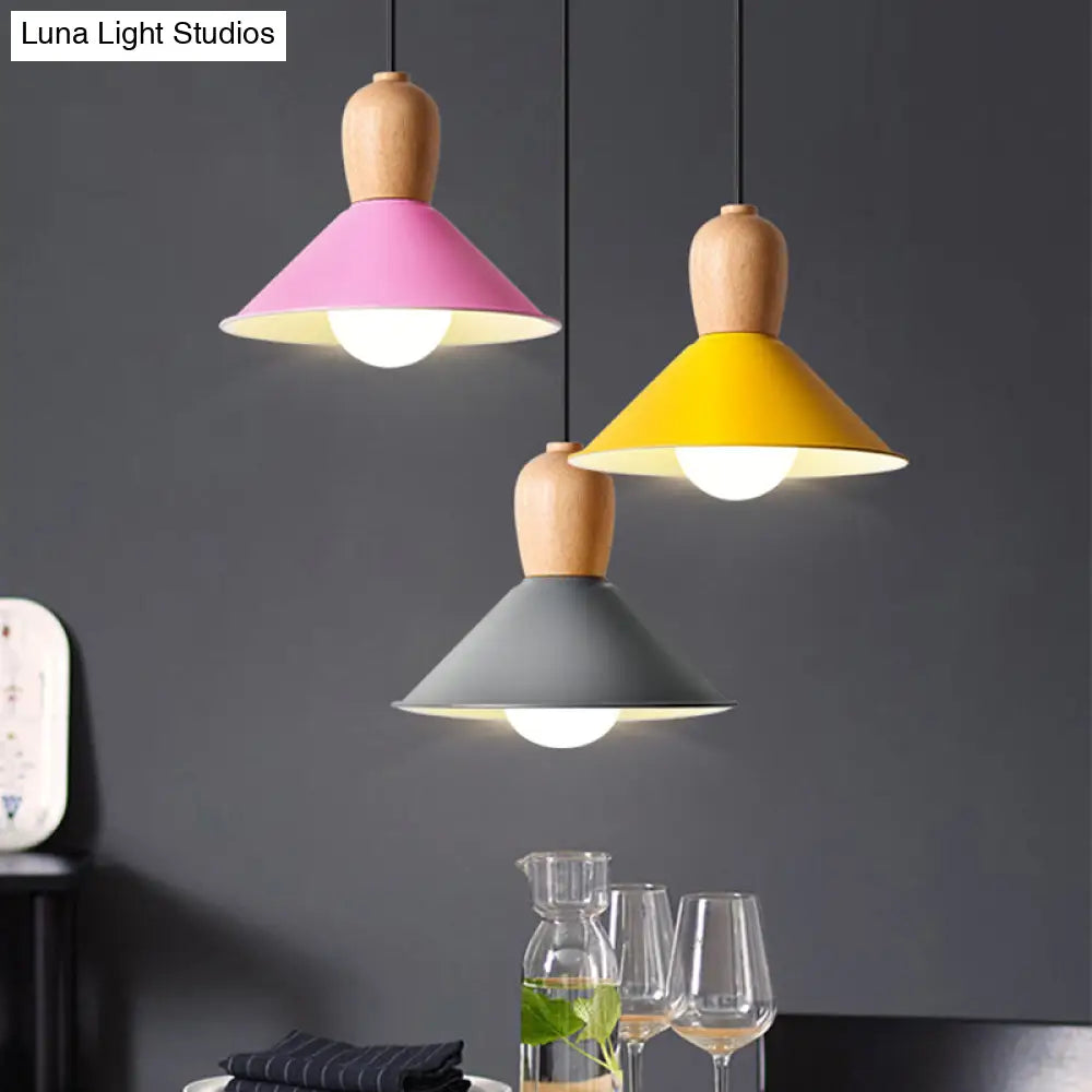 Macaron Pink Drop Pendant Light With Metal Shade - Ideal For Kitchen Dinette