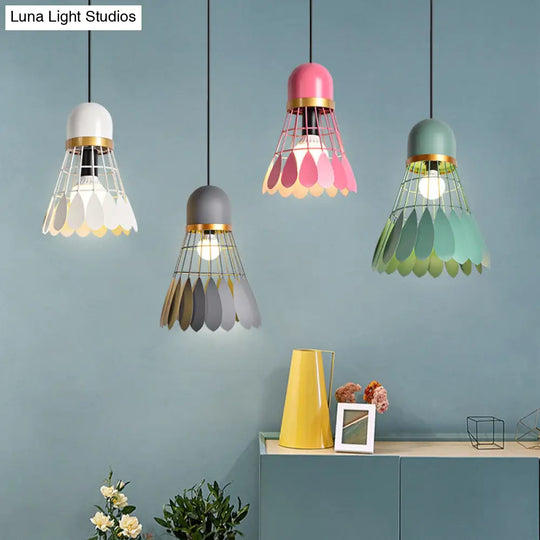 Macaron Pink Drop Pendant Light With Metal Shade - Ideal For Kitchen Dinette