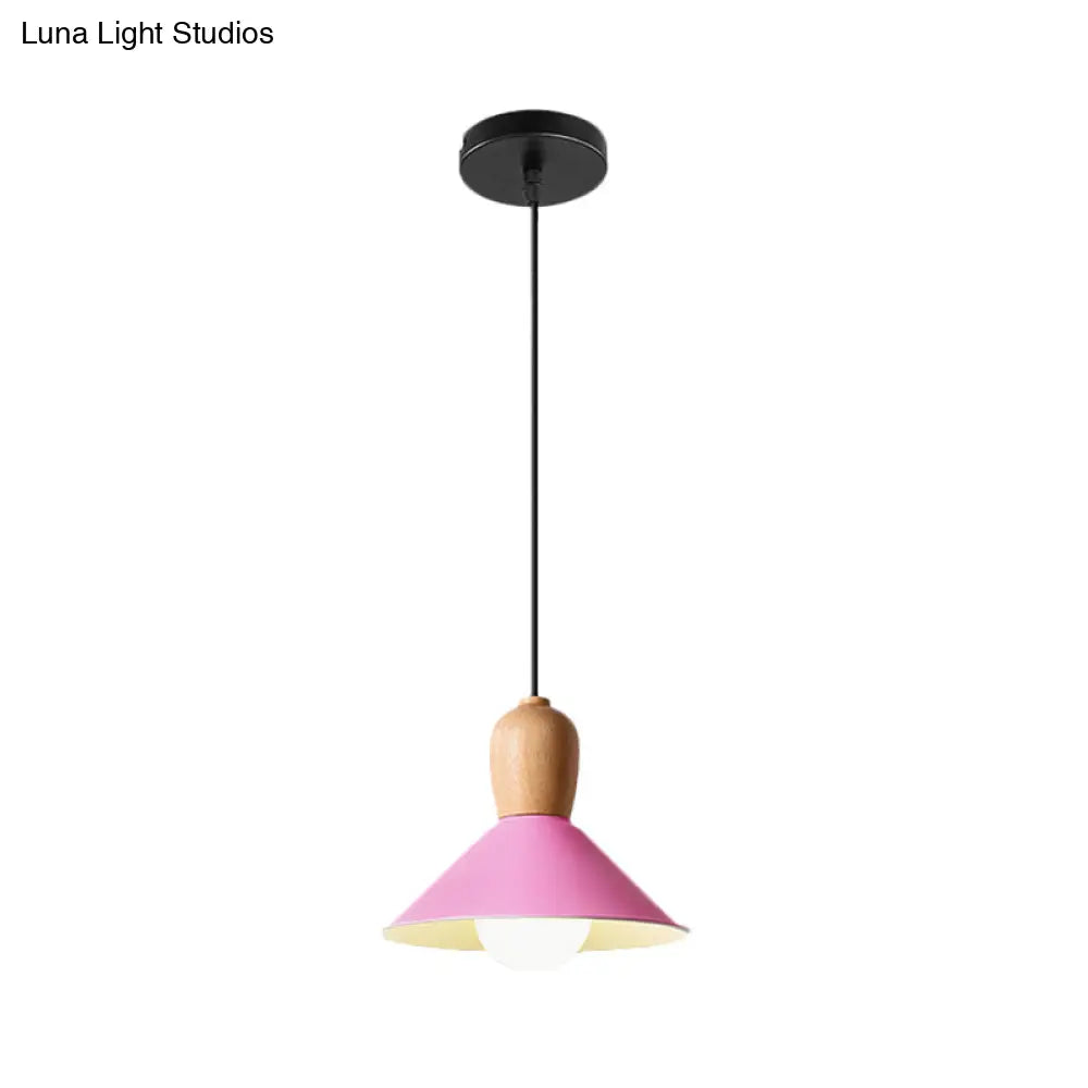 Macaron Pink Drop Pendant Light With Metal Shade - Ideal For Kitchen Dinette