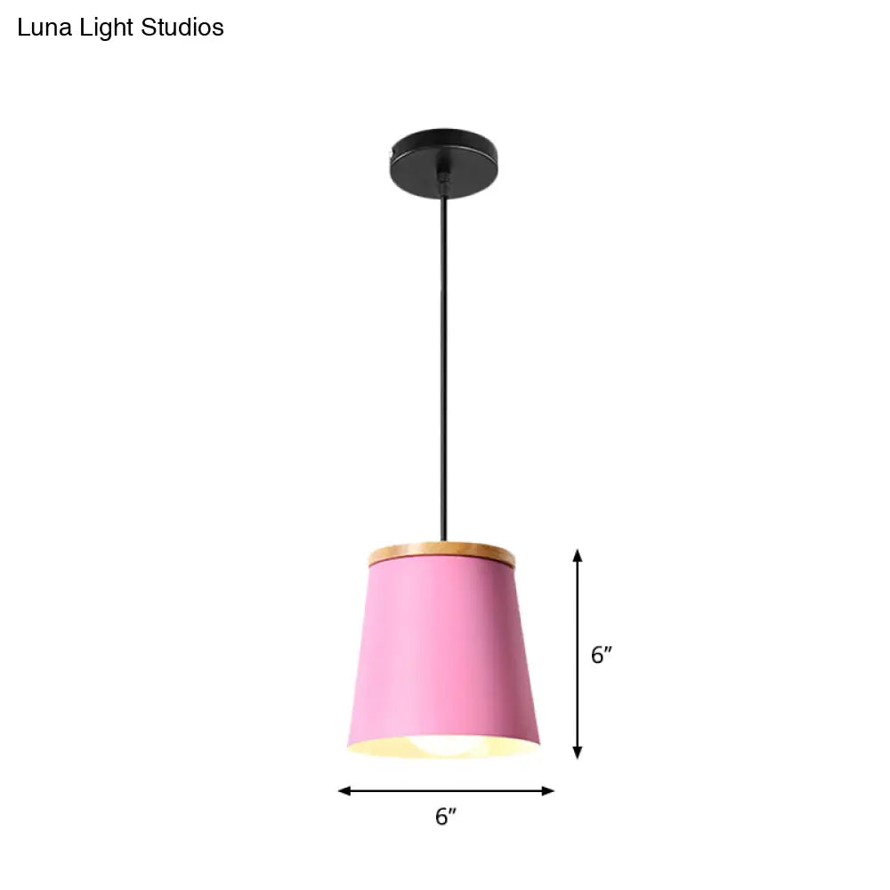 Macaron Pink Drop Pendant Light With Metal Shade - Ideal For Kitchen Dinette