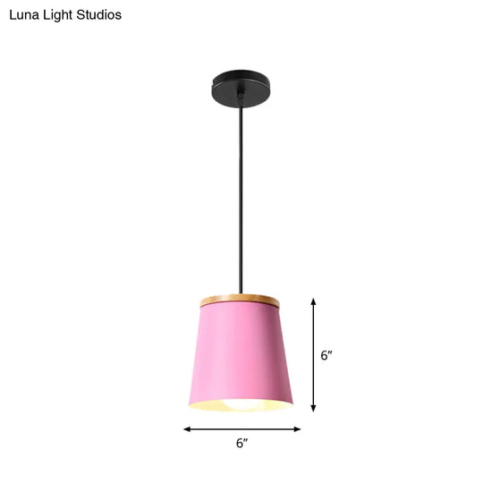 Macaron Pink Drop Pendant Light With Metal Shade - Ideal For Kitchen Dinette
