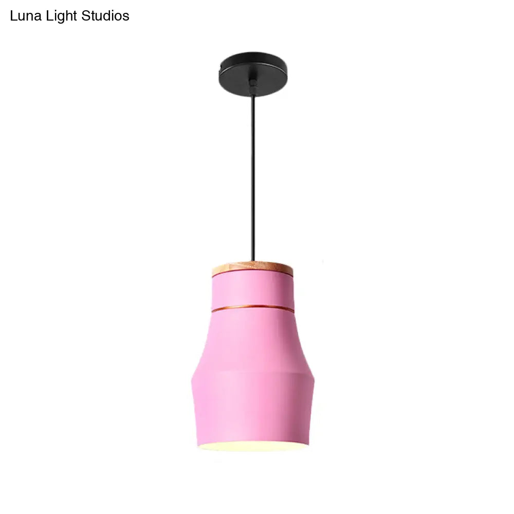 Macaron Pink Drop Pendant Light With Metal Shade - Ideal For Kitchen Dinette