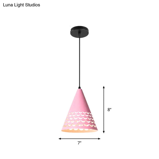Macaron Pink Drop Pendant Light With Metal Shade - Ideal For Kitchen Dinette