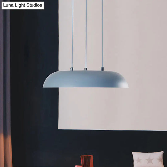 Macaron Pendant Lamp: Pink/Blue/Green Single Iron Hanging Light With Disc Bottom Perfect Over Table
