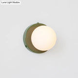 Macaron Small Wall Lighting Milk Glass Bathroom Sconce In Pink/Green/Burgundy