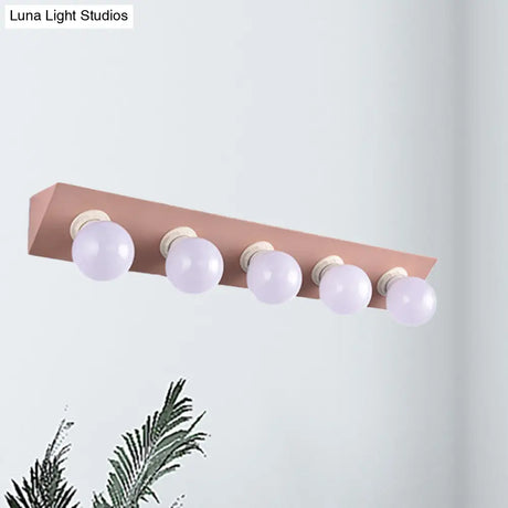 Macaron Style 5-Light Metal Vanity Sconce In Pink/Yellow - Brighten Up Your Walls