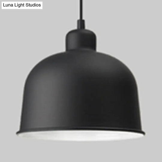 Macaron Style Single Head Pendant Light For Restaurants - Aluminum Bowl Shade Hanging Lamp Black