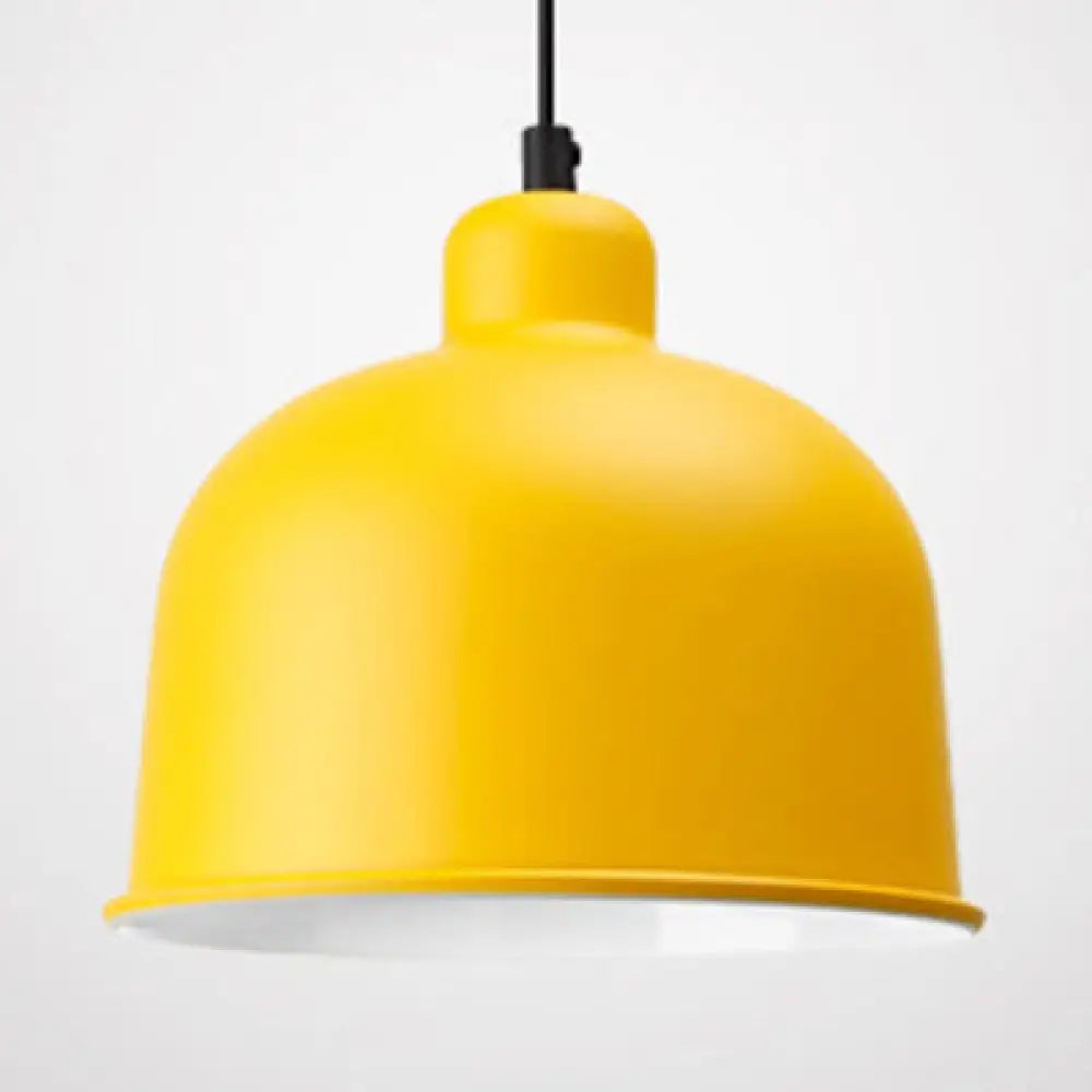 Macaron Style Aluminum Pendant Lamp - Single Head Hanging Light With Bowl Shade For Restaurants