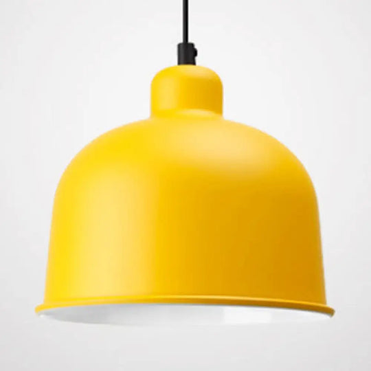 Macaron Style Aluminum Pendant Lamp - Single Head Hanging Light With Bowl Shade For Restaurants