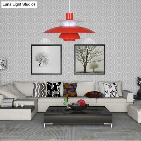 Macaron Style 3-Layer Pendant Light With Flared Shade - Aluminum 1 Black/Gray