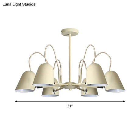 Macaron Style Candy-Colored Chandelier - Foyer Kindergarten Pendant Light With 6 Metal Lights