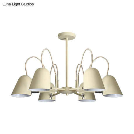 Macaron Style Candy-Colored Chandelier - Foyer Kindergarten Pendant Light With 6 Metal Lights