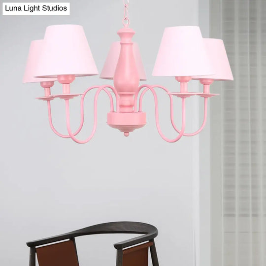 Macaron Style Fabric Bucket Chandelier - 5 Heads Pendant For Cloth Shop