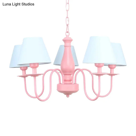 Macaron Style Fabric Bucket Chandelier - 5 Heads Pendant For Cloth Shop