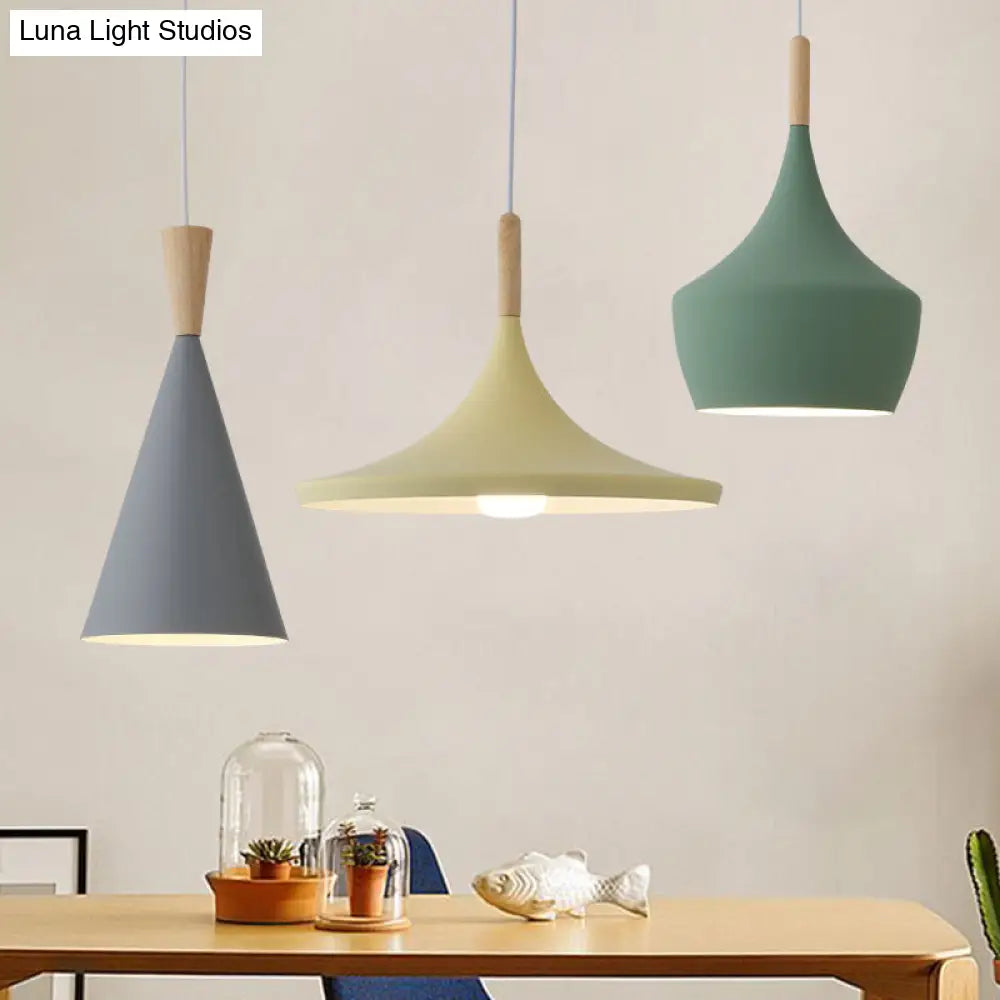 Macaron Style Geometric Pendant Light - Modern Metal Hanging Fixture For Dining Room