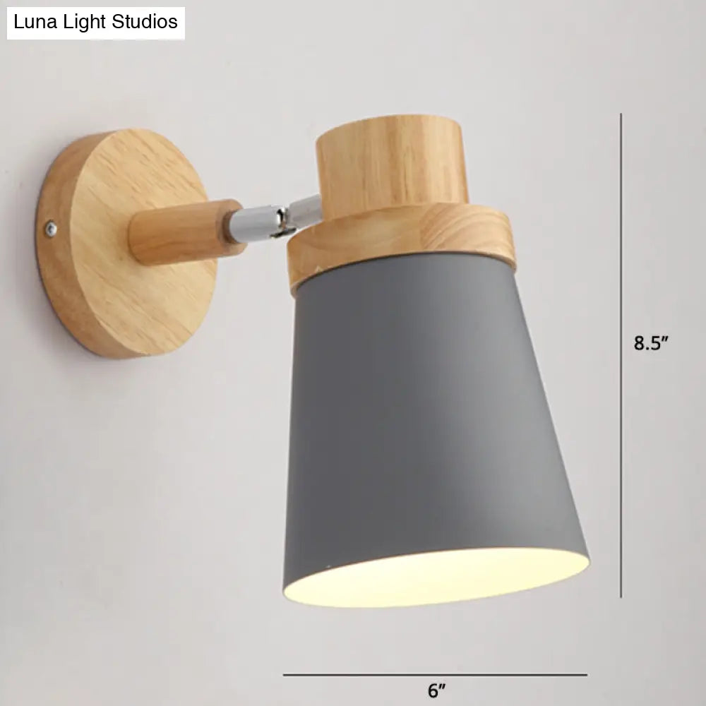 Macaron Style Rotatable Shade Wall Mounted Reading Light - 1-Light Metal Lamp For Bedroom