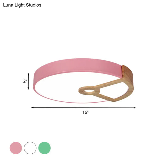 Macaron White/Pink/Blue - Wood Led Ceiling Light Fixture For Bedroom - Splicing Round Acrylic Flush