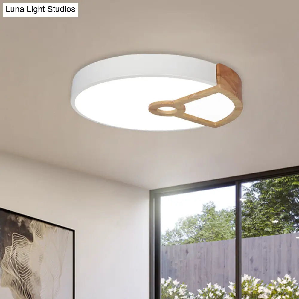 Macaron White/Pink/Blue-Wood Led Ceiling Light Fixture For Bedroom - Splicing Round Acrylic Flush