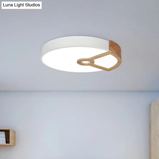 Macaron White/Pink/Blue-Wood Led Ceiling Light Fixture For Bedroom - Splicing Round Acrylic Flush