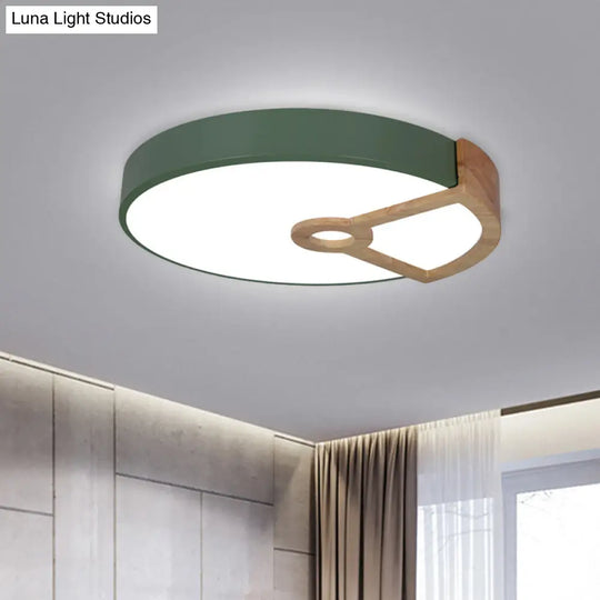 Macaron White/Pink/Blue - Wood Led Ceiling Light Fixture For Bedroom - Splicing Round Acrylic Flush
